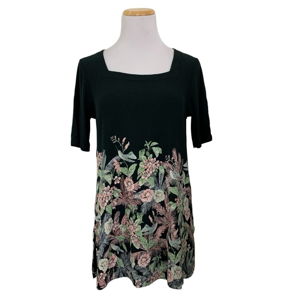 J. Jill Weavers Collection Hummingbird Tunic Stretch Jersey Top Women’s S Petite